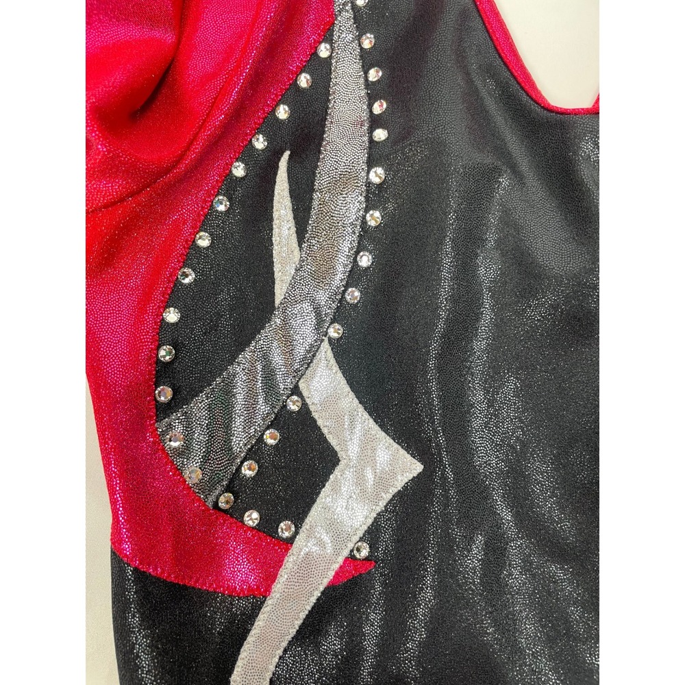 GK Adult Small AS Pink‎ Black Leotard Competition Gymnastics Bling Rhinestones - Picture 3 of 7